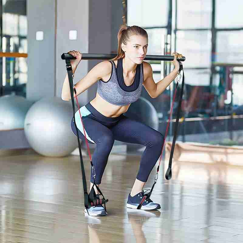 Portable Pilates Bar Kit with Resistance Bands for Home Workouts