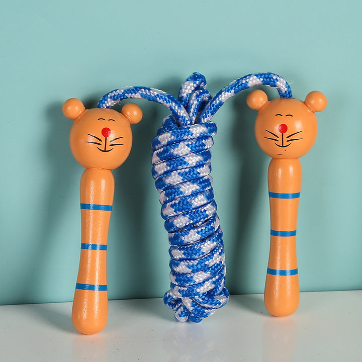 Cartoon Wooden Handle Children's Jumping Rope