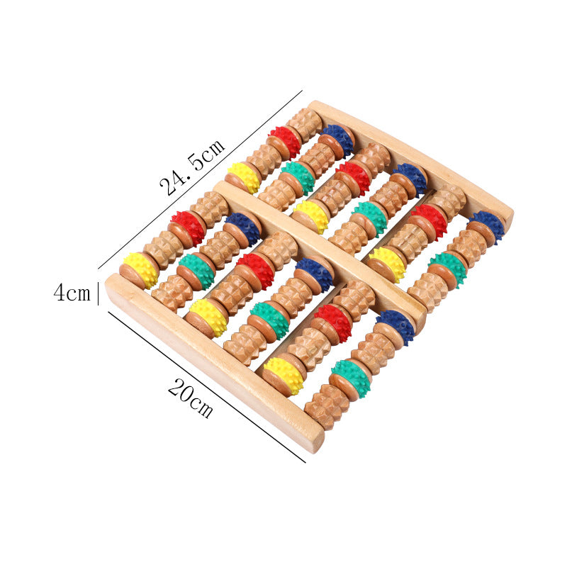 Wooden Six-Row Foot Acupoint Massage Roller