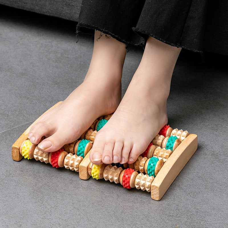 Wooden Six-Row Foot Acupoint Massage Roller