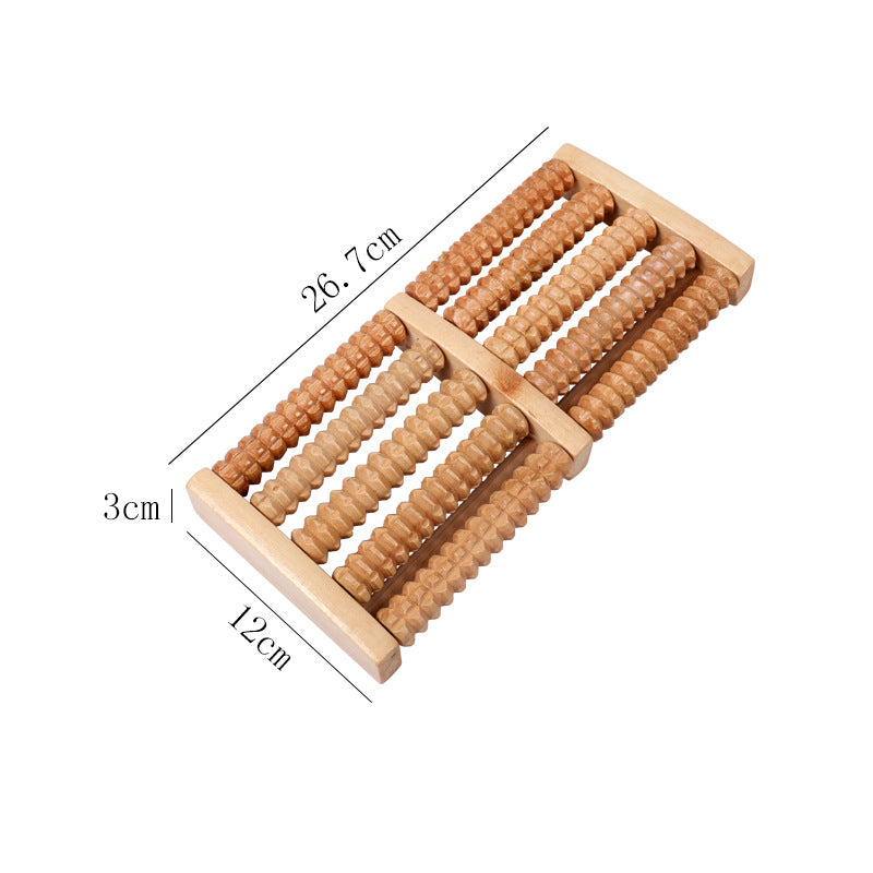 Wooden Six-Row Foot Acupoint Massage Roller