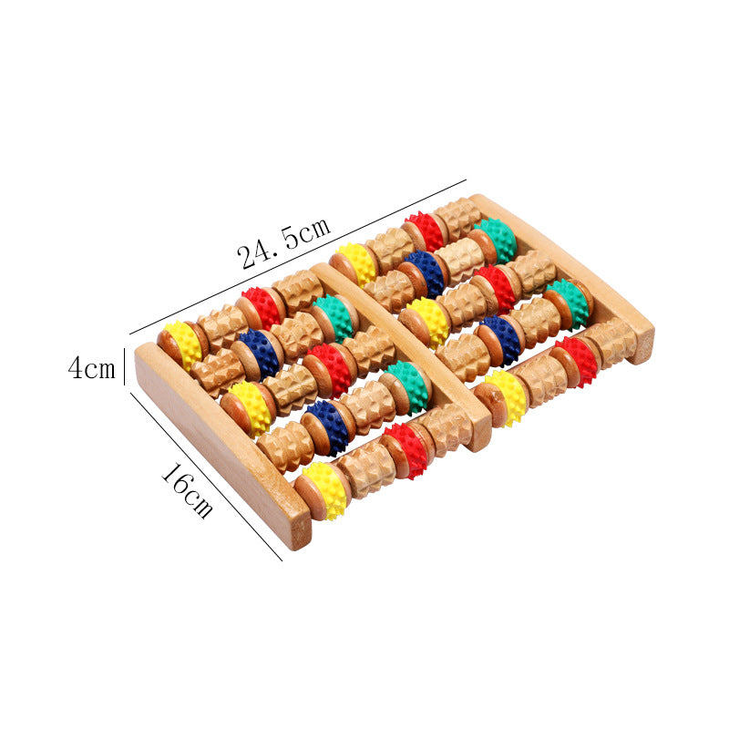 Wooden Six-Row Foot Acupoint Massage Roller