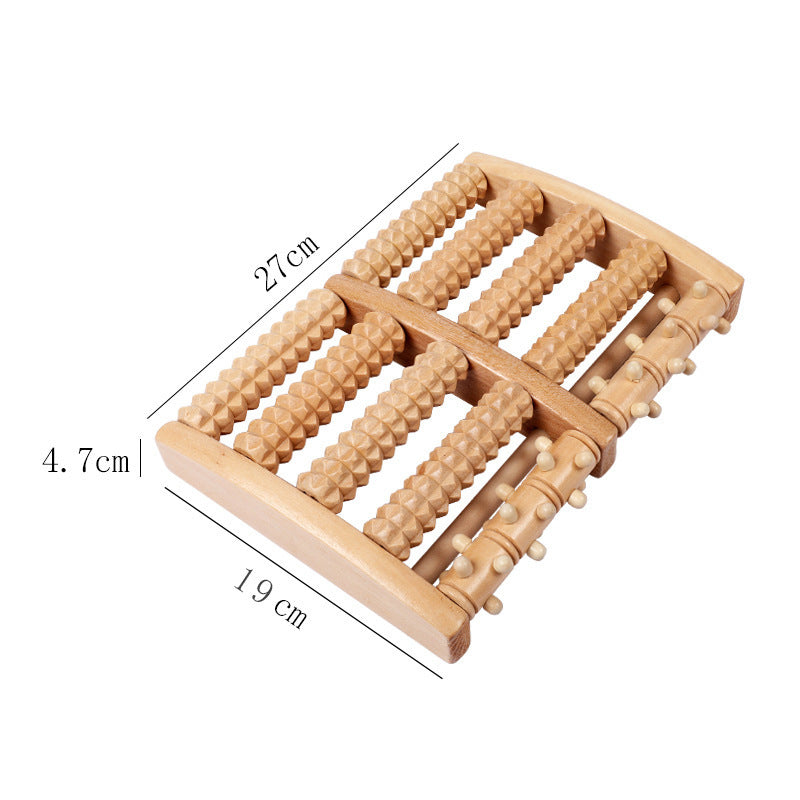 Wooden Six-Row Foot Acupoint Massage Roller