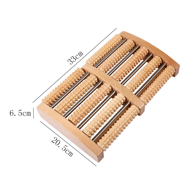 Wooden Six-Row Foot Acupoint Massage Roller
